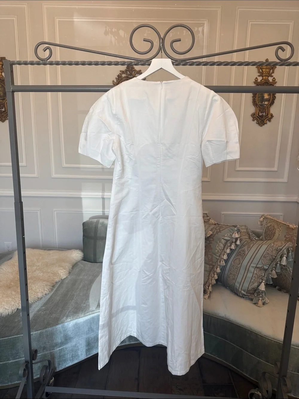 NWOT  ZARA WOMAN COLLECTION White Puff-Sleeve Midi Dress SIZE L